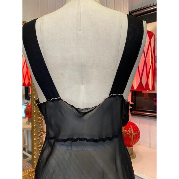 vintage 1930s sheer black bias cut nightgown hearts and bow m/l boudior pin up - Picture 11 of 11